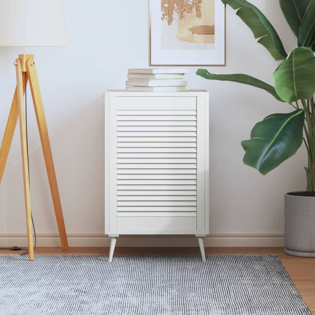 skabslåge 69x49,4 cm lameldesign massivt fyrretræ hvid