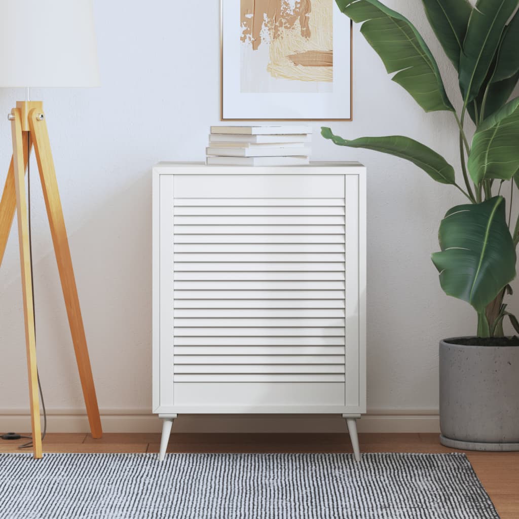 skabslåge 69x59,4 cm lameldesign massivt fyrretræ hvid