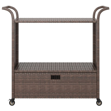 barvogn med skuffe 100x45x97 cm polyrattan brun