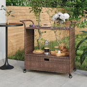 barvogn med skuffe 100x45x97 cm polyrattan brun