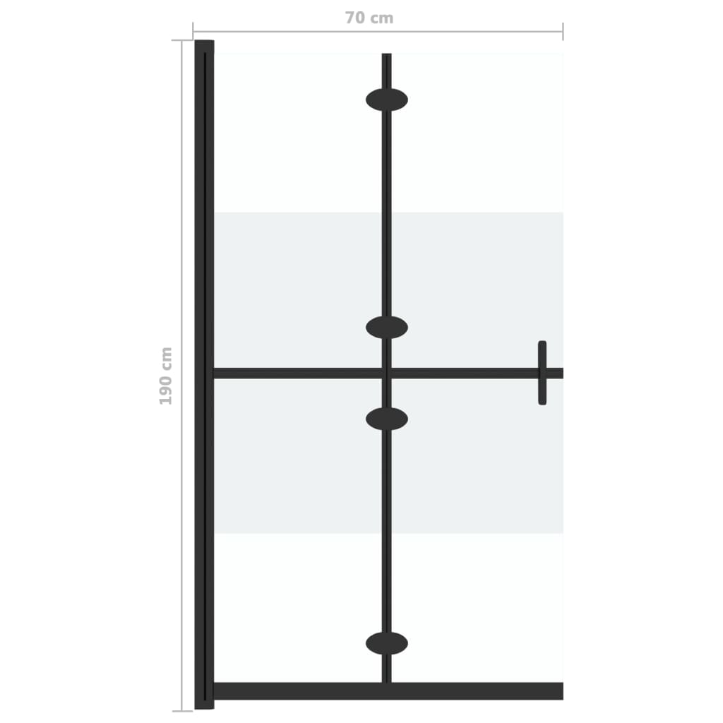 foldbar brusevæg 70x190 cm halvt matteret sikkerhedsglas