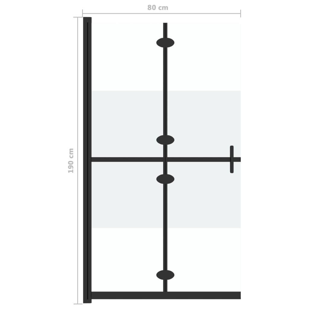 foldbar brusevæg 80x190 cm halvt matteret sikkerhedsglas