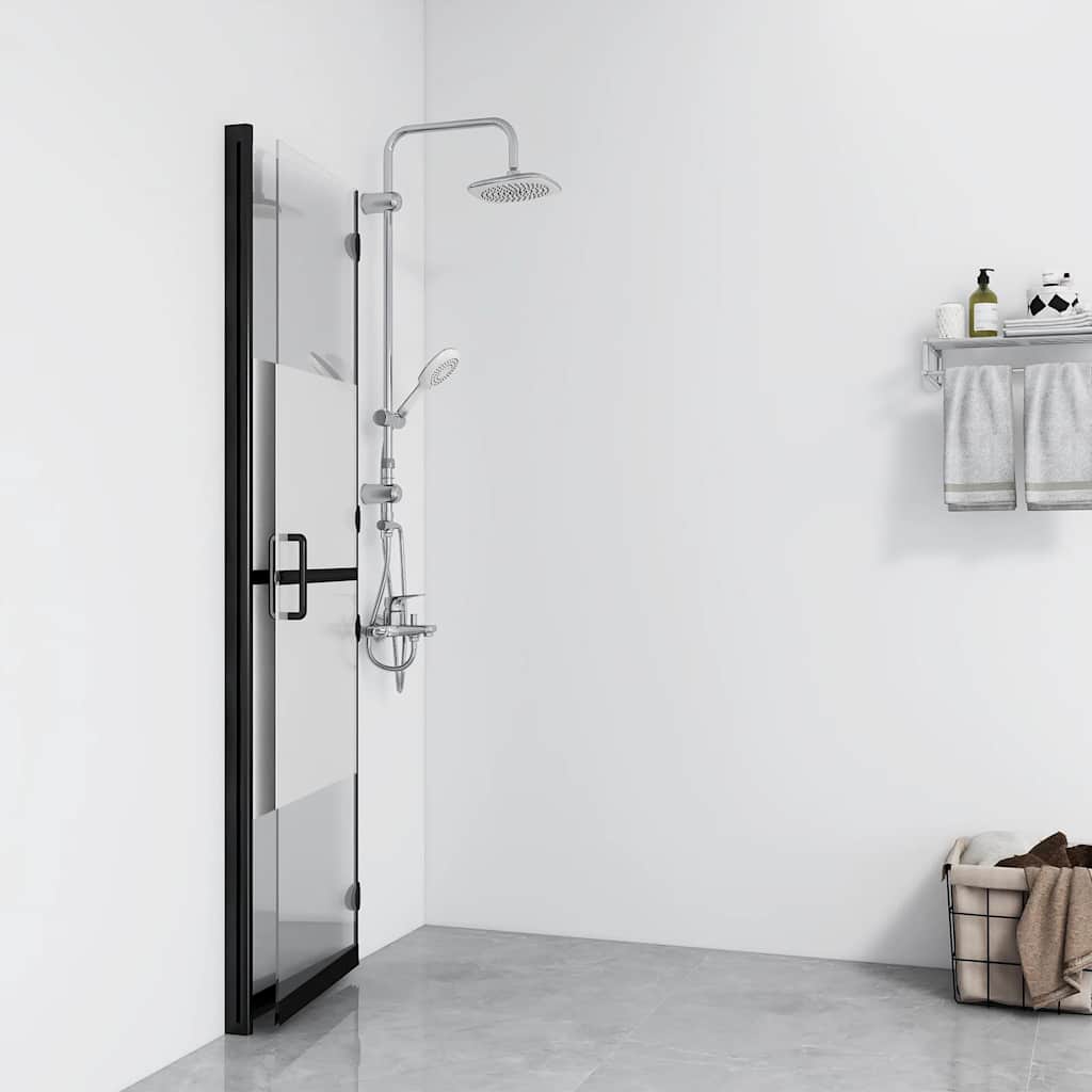 foldbar brusevæg 100x190 cm halvt matteret sikkerhedsglas
