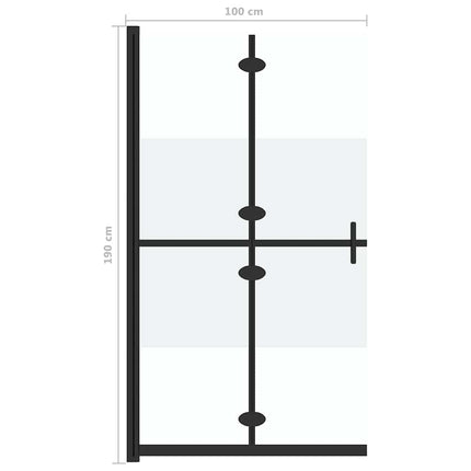 foldbar brusevæg 100x190 cm halvt matteret sikkerhedsglas