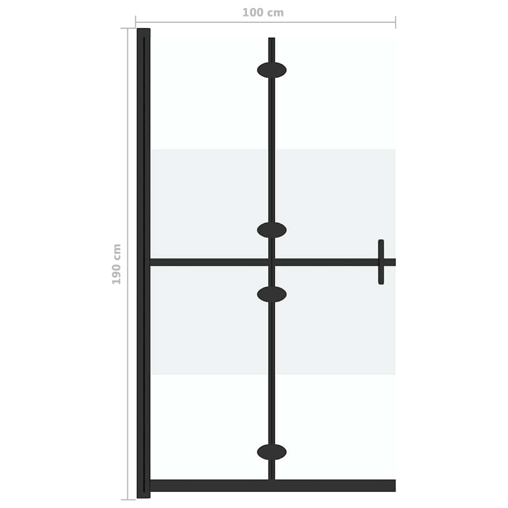 foldbar brusevæg 100x190 cm halvt matteret sikkerhedsglas