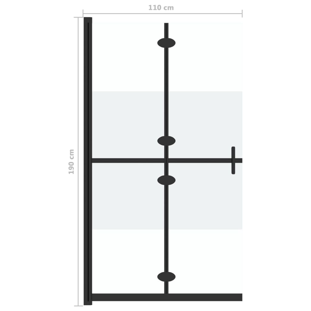 foldbar brusevæg 110x190 cm halvt matteret sikkerhedsglas