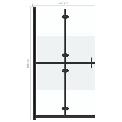foldbar brusevæg 120x190 cm halvt matteret sikkerhedsglas