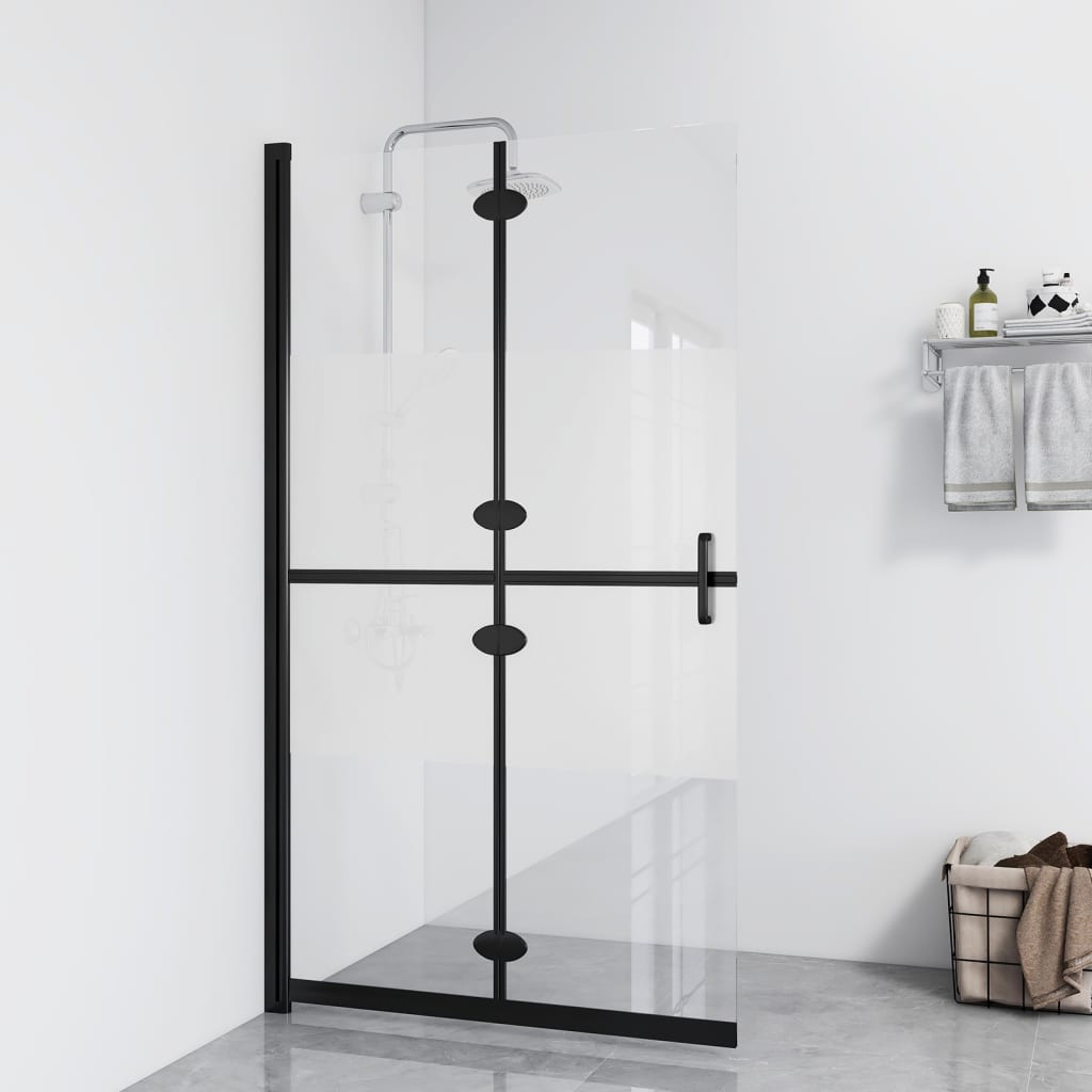 foldbar brusevæg 120x190 cm halvt matteret sikkerhedsglas
