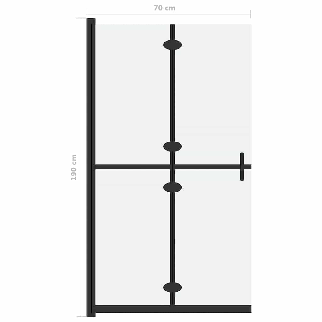 foldbar brusevæg 70x190 cm matteret sikkerhedsglas