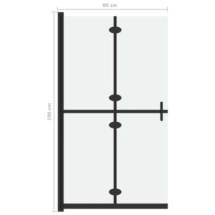 foldbar brusevæg 80x190 cm matteret sikkerhedsglas