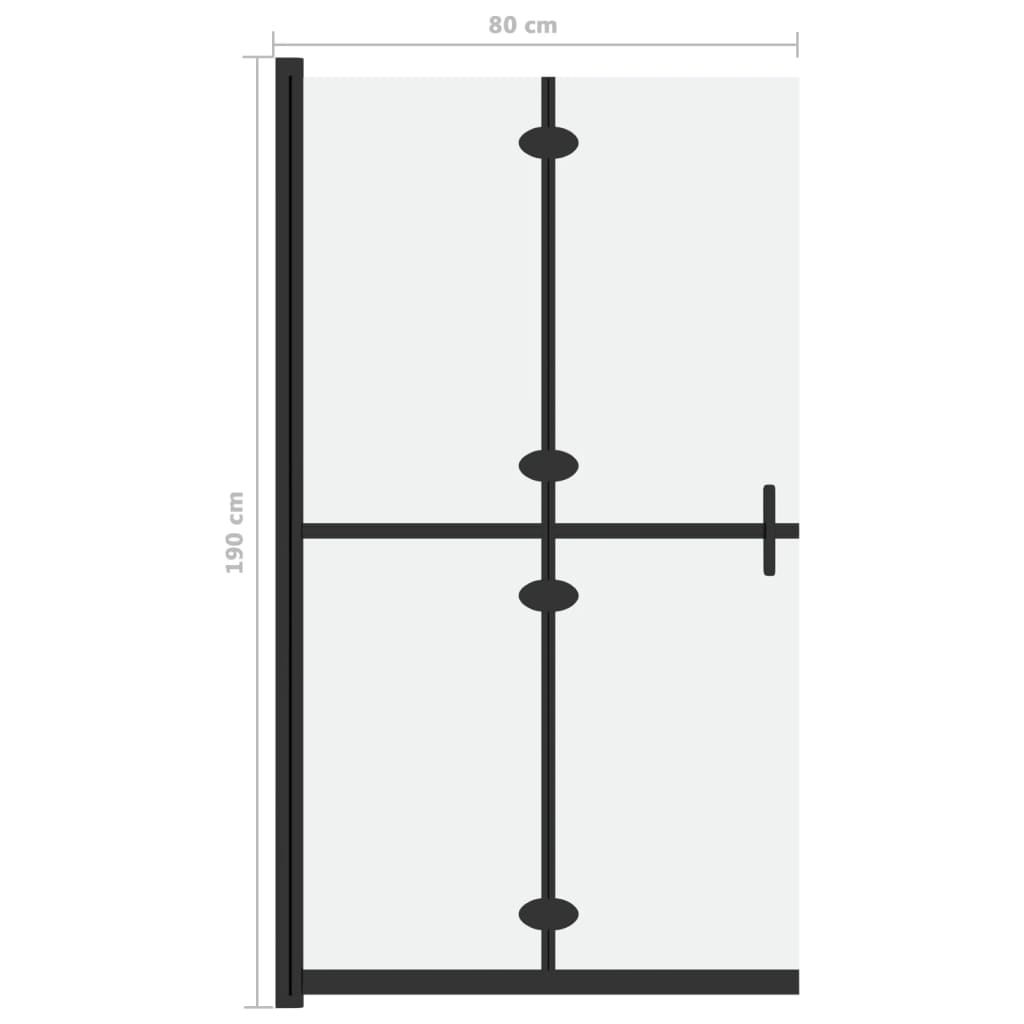 foldbar brusevæg 80x190 cm matteret sikkerhedsglas