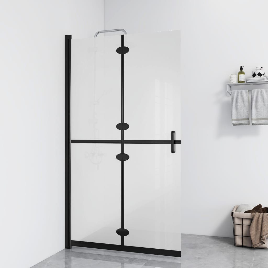 foldbar brusevæg 80x190 cm matteret sikkerhedsglas