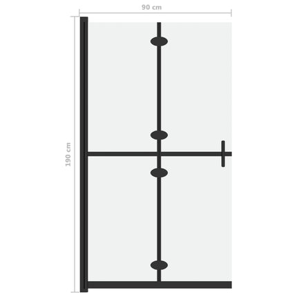 foldbar brusevæg 90x190 cm matteret sikkerhedsglas