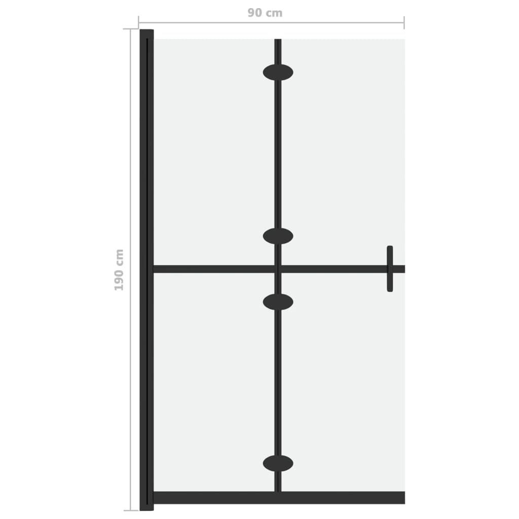 foldbar brusevæg 90x190 cm matteret sikkerhedsglas