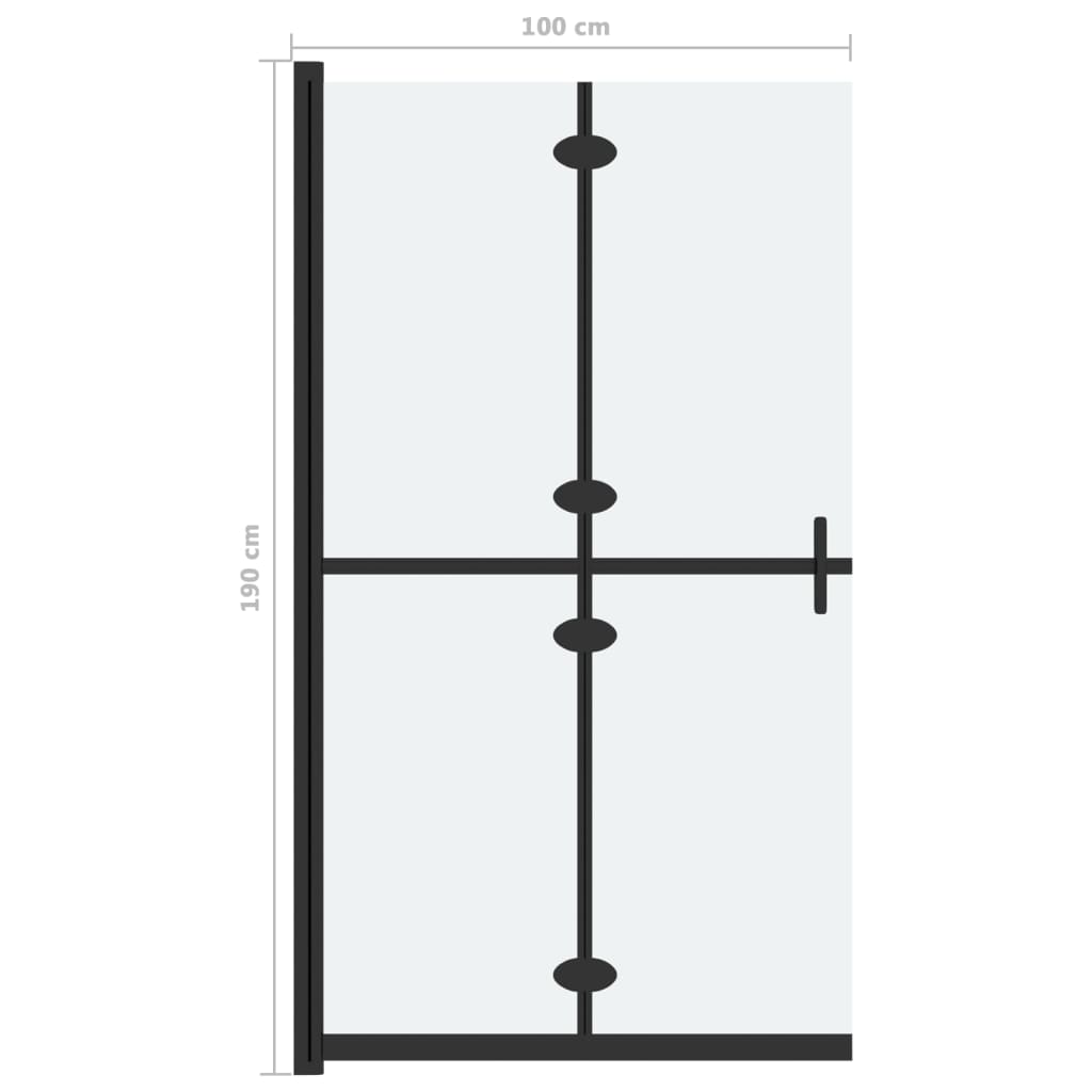 foldbar brusevæg 100x190 cm matteret sikkerhedsglas