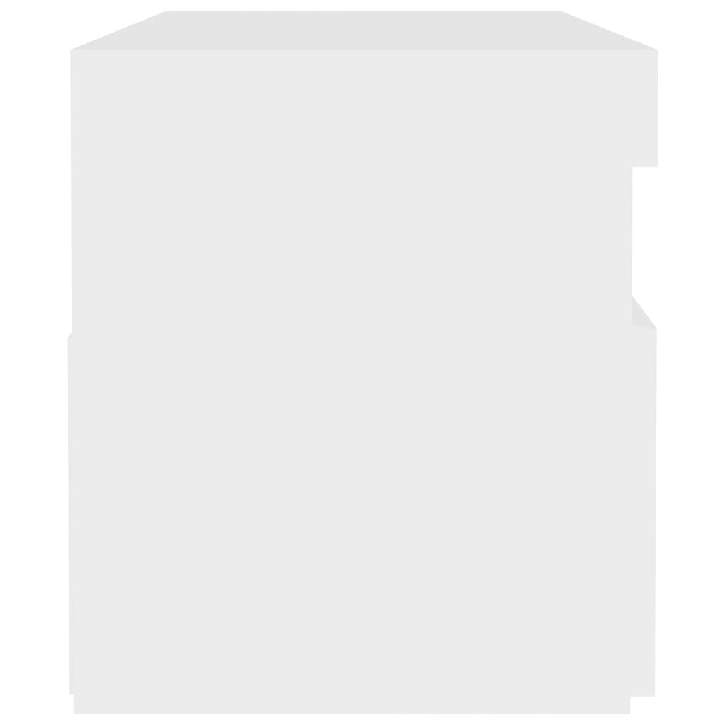 sengebord med LED-lys 60x35x40 cm konstrueret træ hvid