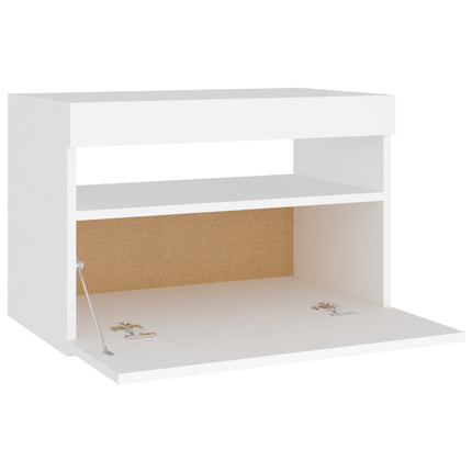 sengebord med LED-lys 2 stk. 60x35x40 cm konstrueret træ hvid