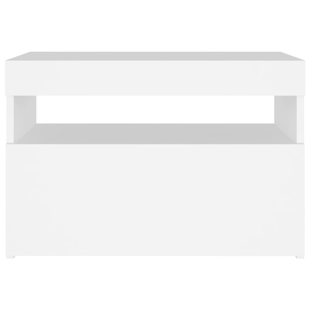 sengebord med LED-lys 2 stk. 60x35x40 cm konstrueret træ hvid