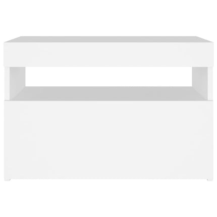sengebord med LED-lys 2 stk. 60x35x40 cm konstrueret træ hvid