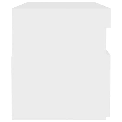 sengebord med LED-lys 2 stk. 60x35x40 cm konstrueret træ hvid