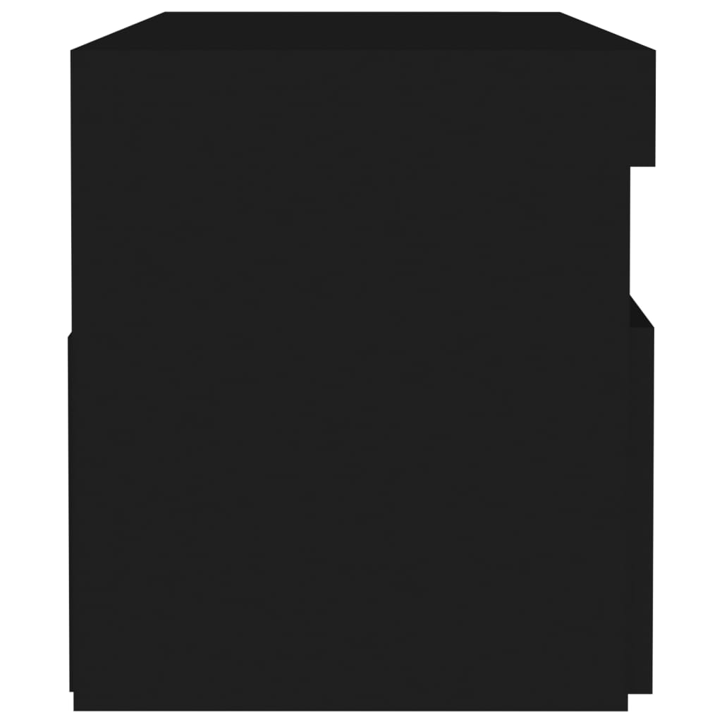 sengebord med LED-lys 2 stk. 60x35x40 cm konstrueret træ sort