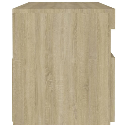 sengebord med LED-lys 60x35x40 cm konstrueret træ sonoma-eg