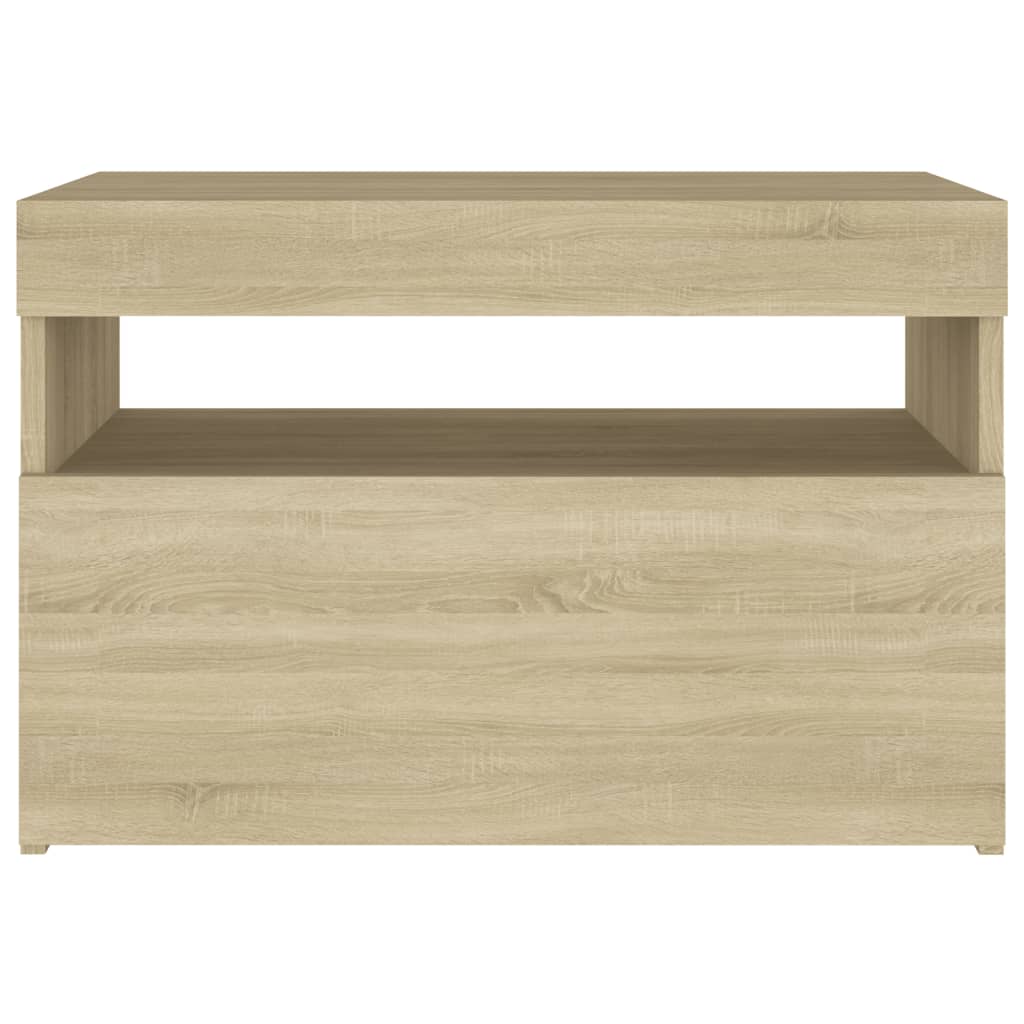 sengebord med LED-lys 2 stk. 60x35x40 cm sonoma-eg
