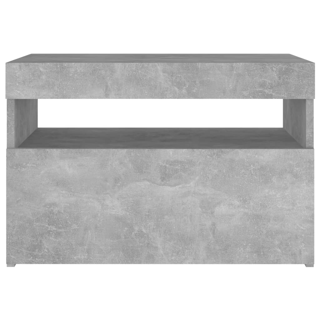 sengebord med LED-lys 2 stk. 60x35x40 cm betongrå