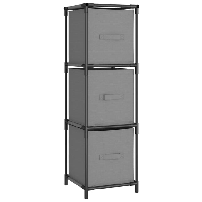 opbevaringsskab med 3 stofkurve 34x34x101 cm stål grå
