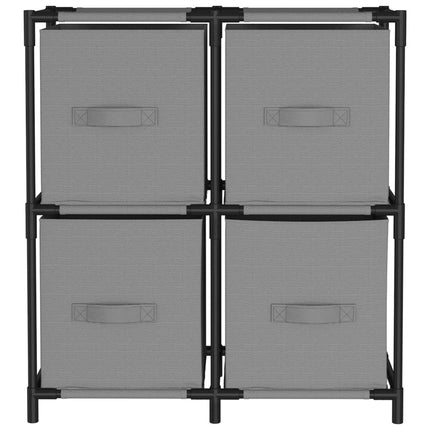 opbevaringsreol med 4 stofkurve 63x30x71 cm stål grå