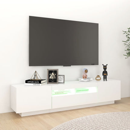 tv-skab med LED-lys 180x35x40 cm hvid