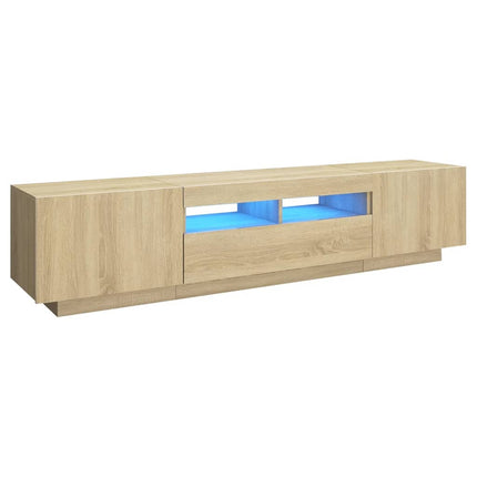 tv-skab med LED-lys 180x35x40 cm sonoma-eg