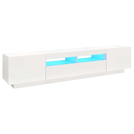 tv-skab med LED-lys 200x35x40 cm hvid