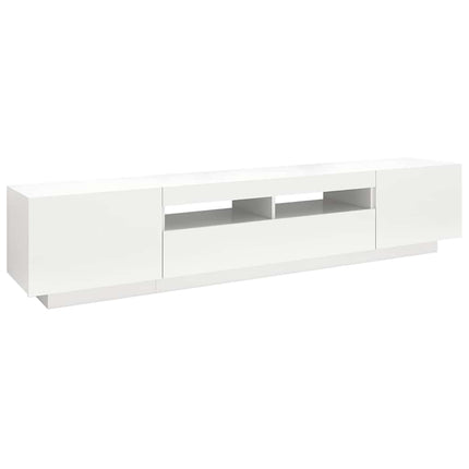 tv-skab med LED-lys 200x35x40 cm hvid