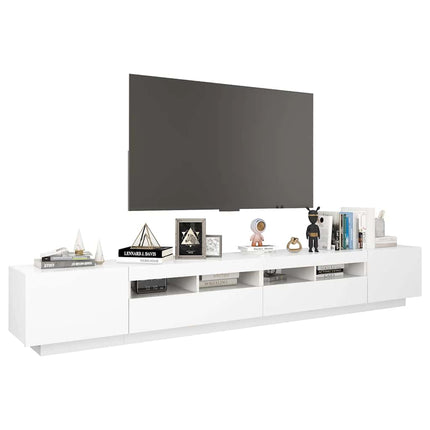 tv-skab med LED-lys 260x35x40 cm hvid