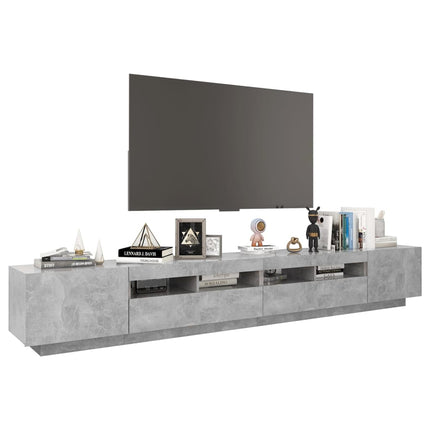 tv-skab med LED-lys 260x35x40 cm betongrå