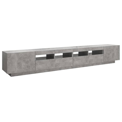 tv-skab med LED-lys 260x35x40 cm betongrå