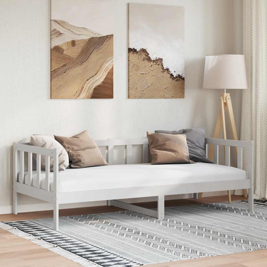 daybed 90x200 cm massivt fyrretræ hvid billede