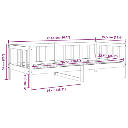 daybed 90x200 cm massivt fyrretræ grå