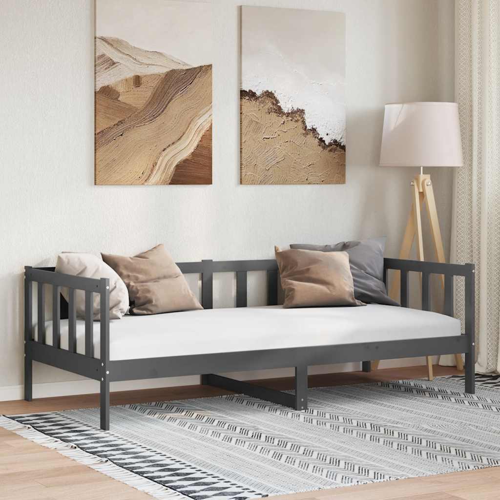 daybed 90x200 cm massivt fyrretræ grå billede