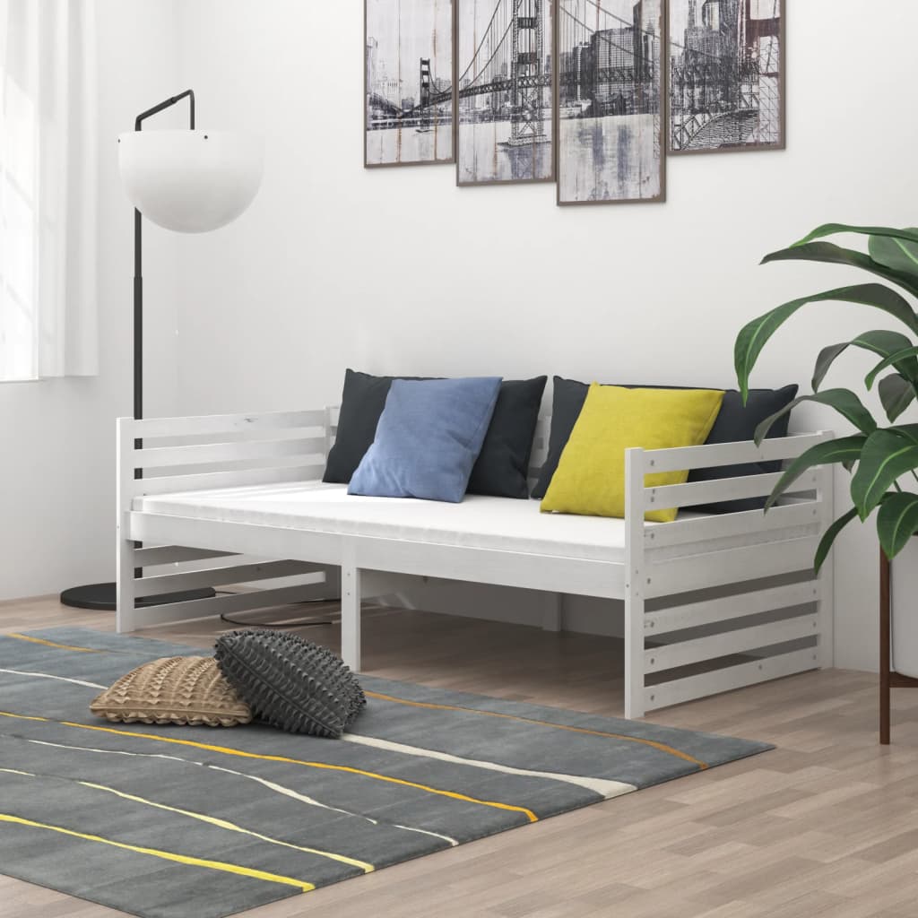 daybed 90x200 cm massivt fyrretræ hvid