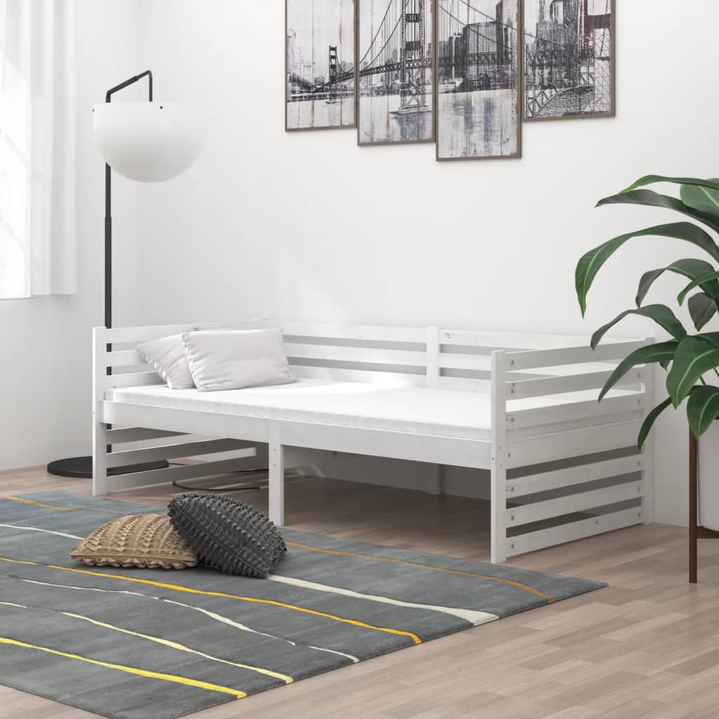 Daybed 90x200 cm i massivt fyrretræ - hvid sengeramme