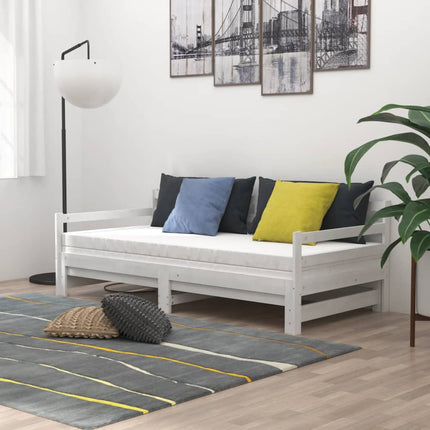 daybed med udtræk 2x(90x200) cm massivt fyrretræ hvid