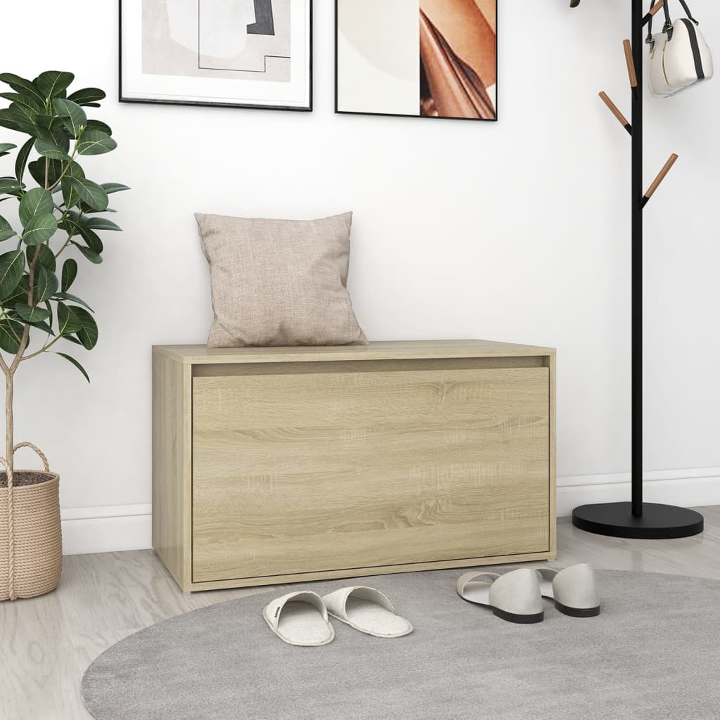 entrébænk 80x40x45 cm konstrueret træ sonoma-eg billede
