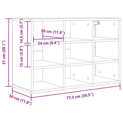 Sko skab med hylde Betongrå 77,5 x 30 x 51 cm Konstrueret træ