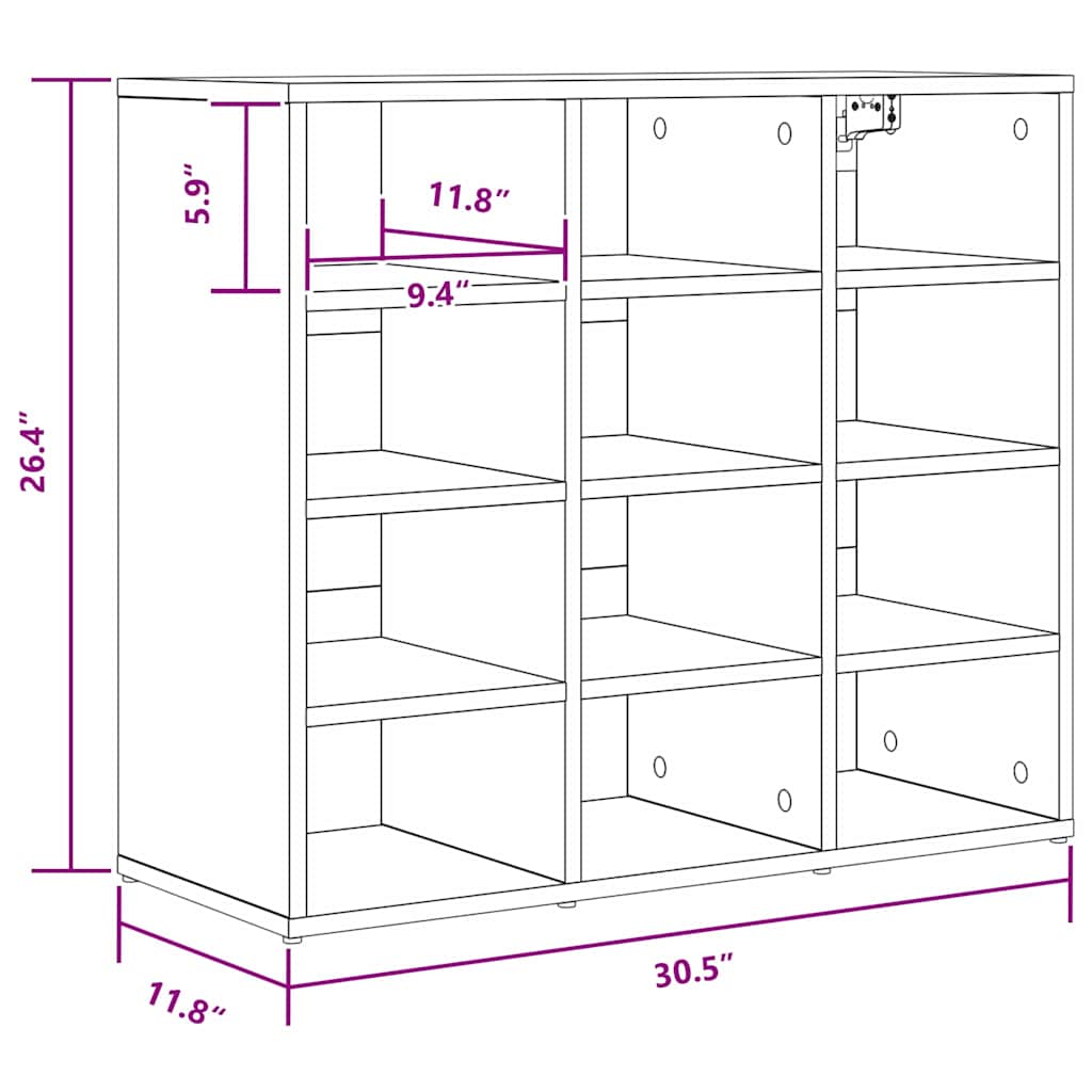 Sko skab med hylde Sonoma-eg 77,5 x 30 x 67 cm Konstrueret træ