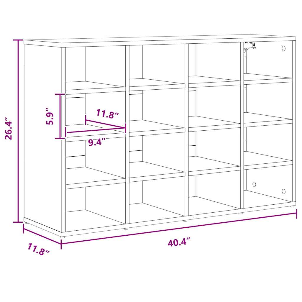Sko skab med hylde Hvid 103 x 30 x 67 cm Konstrueret træ