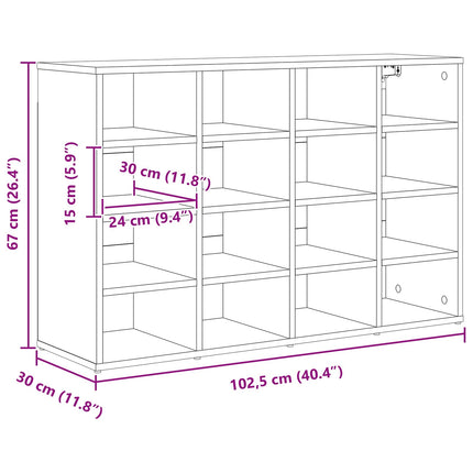 Sko skab med hylde Sonoma eg 103 x 30 x 67 cm Konstrueret træ
