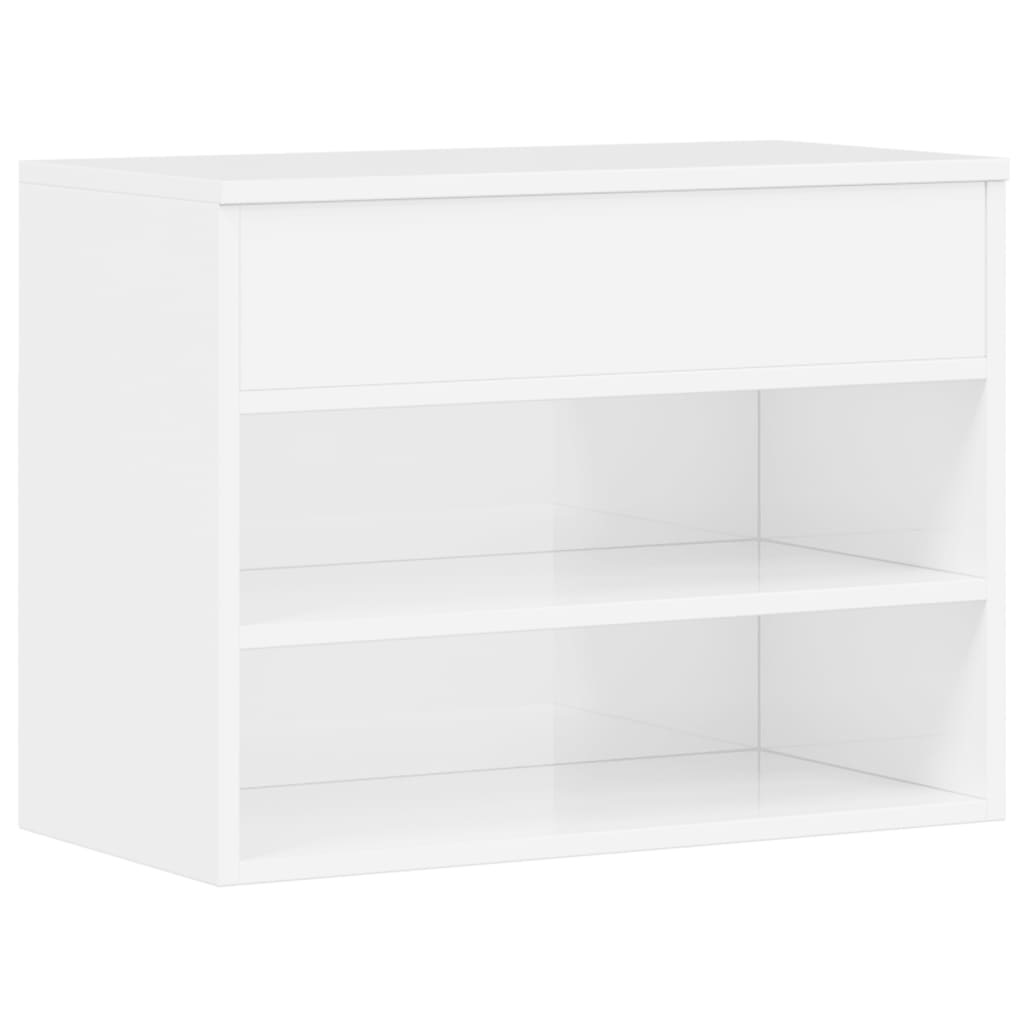 skobænk 60x30x45 cm konstrueret træ hvid højglans