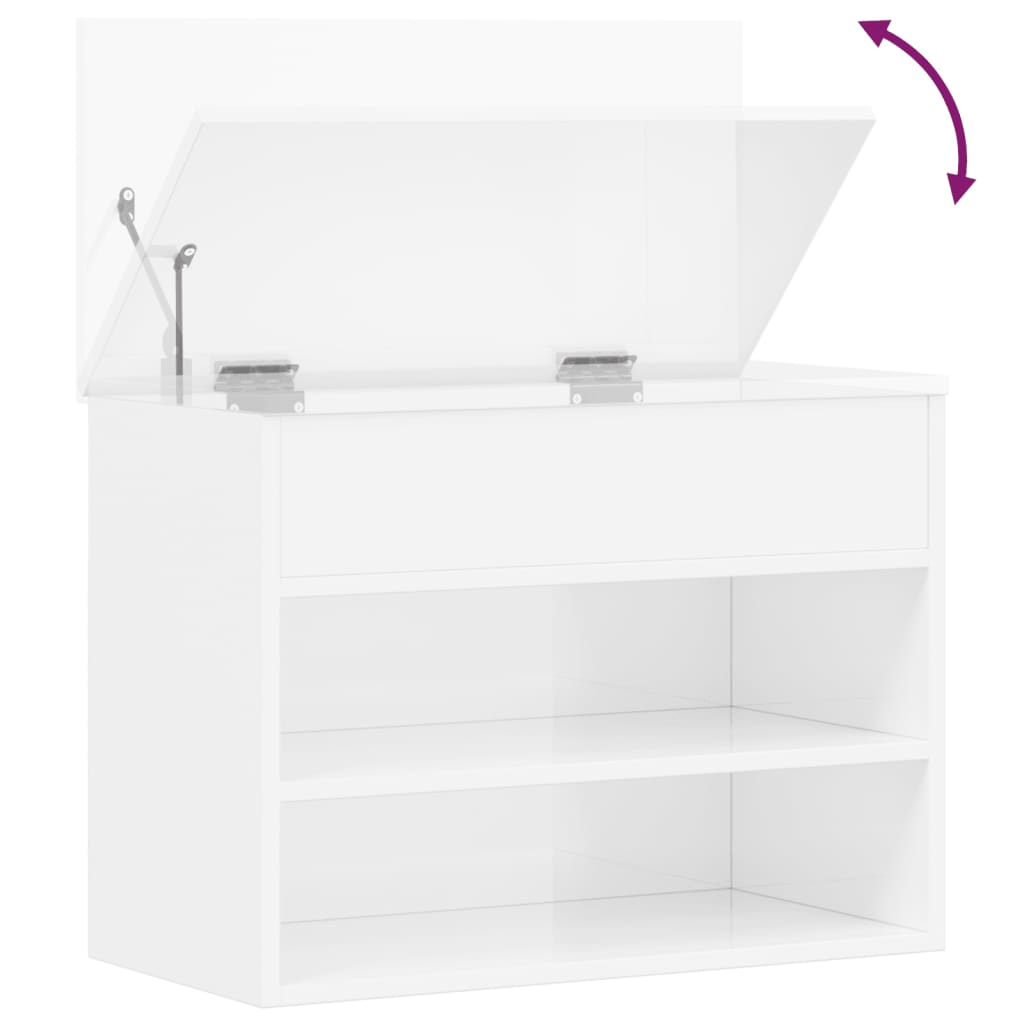 skobænk 60x30x45 cm konstrueret træ hvid højglans